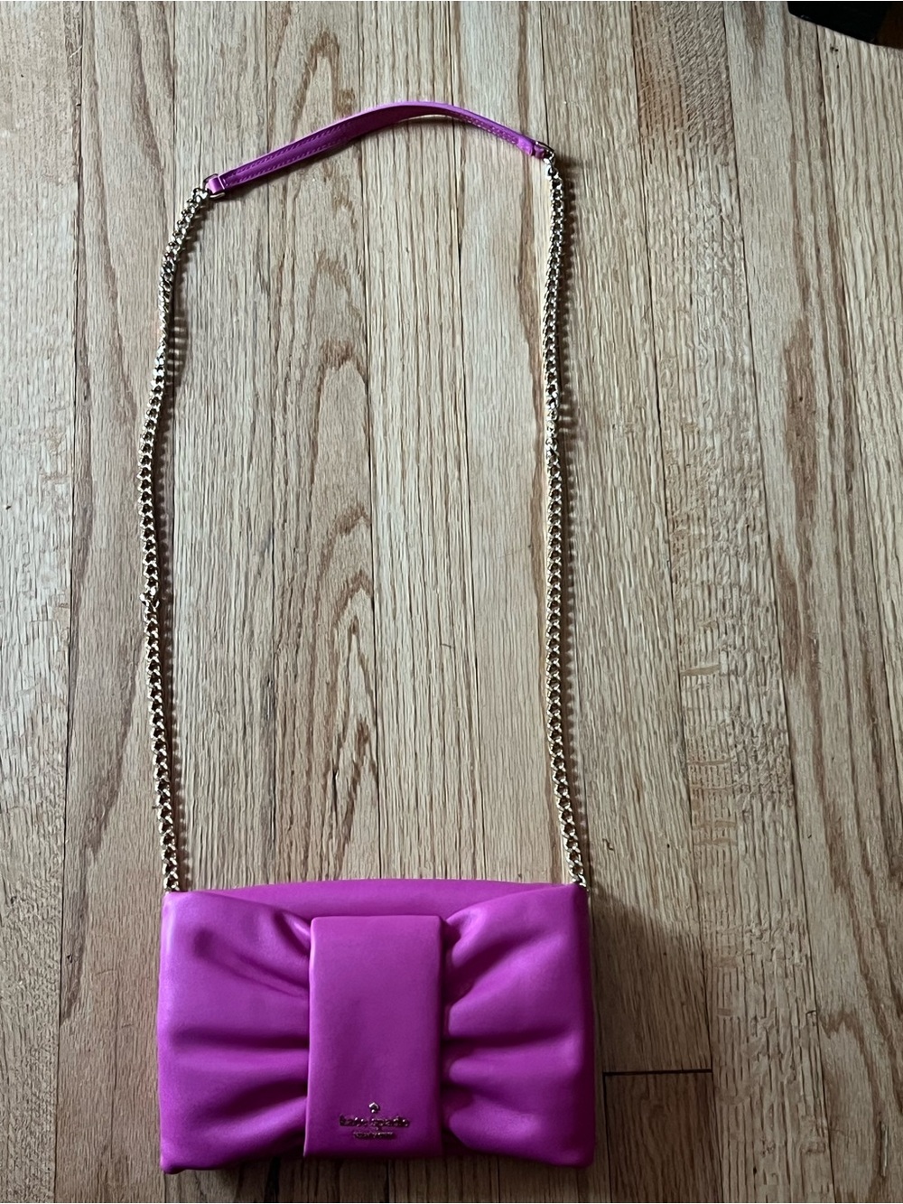 kate spade fuchsia satin chain-strap crossbody bag